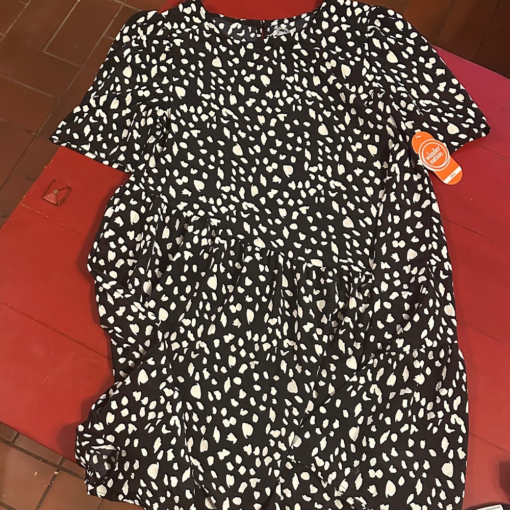 Wonder Nation youth  Black and White Patterned Dress 10/12 plus